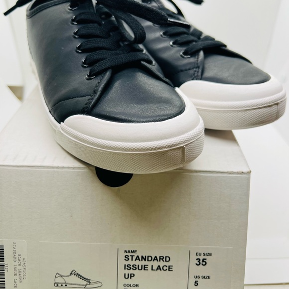 NWT rag and bone leather sneakers standard issue lace up black size 5 - Picture 3 of 14